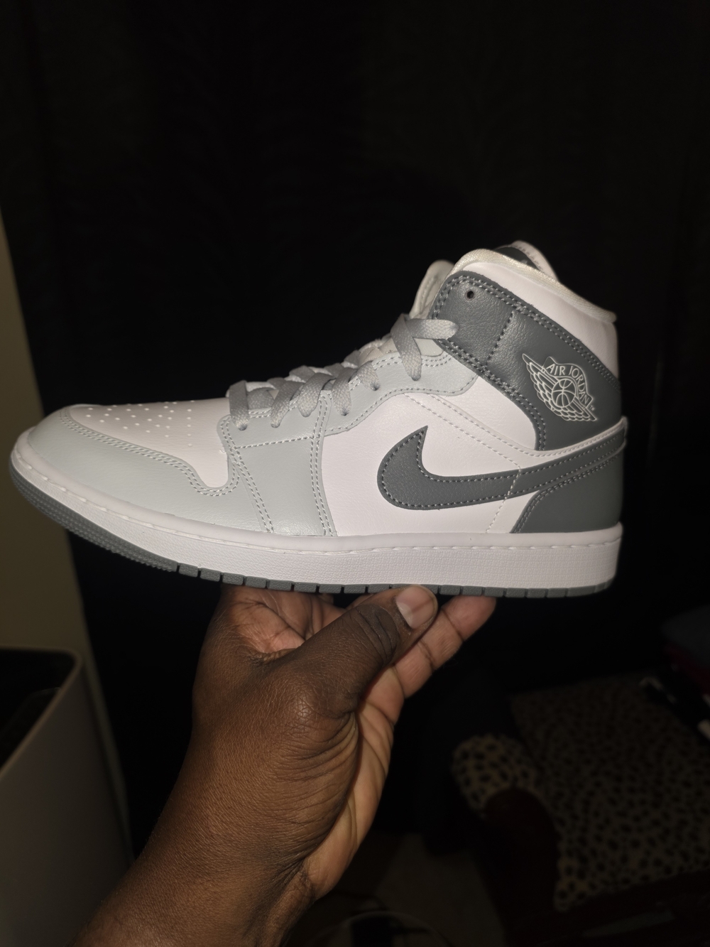 Jordan 1 Mid - White & Gray Women's Basketball Sneakers